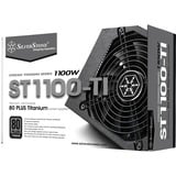 SilverStone SST-ST1100-TI v2.0 modulaire 1100 watt voeding  Zwart, 8x PCIe, 8x PCIe, Kabel-Management