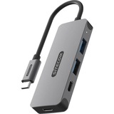 Sitecom USB-C naar 2x USB-A + 2x USB-C usb-hub Grijs