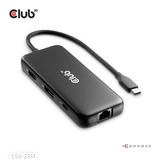 Club 3D 8-1 Portable Dock USB-C 10Gbps naar HDMI en DisplayPort dockingstation Zwart, 8K30Hz, PD Max.100 Watt