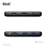 Club 3D 8-1 Portable Dock USB-C 10Gbps naar HDMI en DisplayPort dockingstation Zwart, 8K30Hz, PD Max.100 Watt