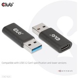 Club 3D USB-C 3.2 > USB-A 3.2 Gen 1 adapter Zwart