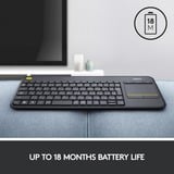 Logitech K400 Plus toetsenbord Antraciet, EU lay-out (QWERTY)