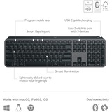 Logitech MX Keys S Plus Advanced Wireless Illuminated Keyboard Zwart, US-International lay-out (QWERTY), 100%