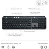Logitech MX Keys S Plus Advanced Wireless Illuminated Keyboard, gaming toetsenbord Zwart, US-International