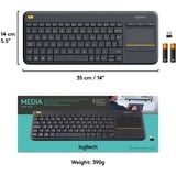 Logitech Wireless Touch Keyboard K400 Plus, toetsenbord antraciet, EU lay-out (QWERTY)