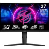 MSI MPG 275CQRXFDE 27" curved gaming monitor Zwart, 2x HDMI, DisplayPort, USB-A, USB-B, USB-C, 240Hz