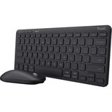Trust Lyra Multi-Device Wireless Keyboard & Mouse, desktopset Zwart, US lay-out, Scissor switches, 800 - 1.600 dpi, 2,4 GHz USB, Bluetooth, 65%