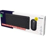 Trust Lyra Multi-Device Wireless Keyboard & Mouse, desktopset Zwart, US lay-out, Scissor switches, 800 - 1.600 dpi, 2,4 GHz USB, Bluetooth, 65%