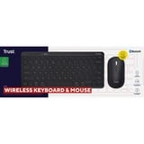 Trust Lyra Multi-Device Wireless Keyboard & Mouse, desktopset Zwart, US lay-out, Scissor switches, 800 - 1.600 dpi, 2,4 GHz USB, Bluetooth, 65%