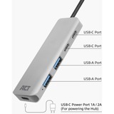 ACT Connectivity USB-A hub 3.0, 2x USB-A, 2x USB-C usb-hub Aluminium