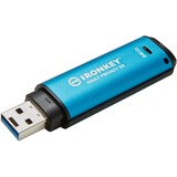 Kingston IronKey Vault Privacy 50 64 GB usb-stick Lichtblauw/zwart, USB-A 3.2 Gen 1 (5 Gbit/s)