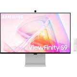 Samsung ViewFinity S9 S90PC 27" 5K Ultra HD monitor Zwart/zilver, 1x Mini DisplayPort, 3x USB-C, 1x Thunderbolt, Wi-Fi 5, BT, Webcam