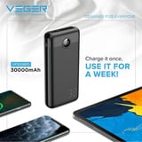 VEGER L30 powerbank 30.000 mAh Zwart