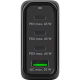 goobay 68W GaN USB-C PD Multiport snellader Zwart, 3x USB-C, 1x USB-A