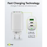 goobay USB-C PD GaN Multiport snellader (65 W) Wit, 2x USB-C, 1x USB-A, Power Delivery, QuickCharge