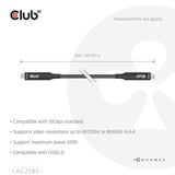 Club 3D Full-Feature USB-C kabel, 15m Zwart, 8K60Hz 10Gbps 60W