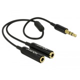 DeLOCK Cable audio splitter stereo jack male 3.5mm > 2x stereo jack female splitterkabel Zwart
