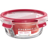 Emsa Clip &Close Glazen vershoudbakje  0,55L  doos Transparant/rood, rond, Ø 16,7cm, met scheidingswand