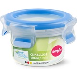 Emsa Clip & Close vershoudbakje 0,15 L doos Transparant/blauw, rond, Ø 9,2cm