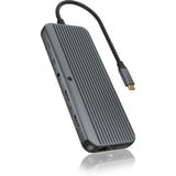 ICY BOX IB-DK4060-CPD dockingstation Zwart, HDMI, DisplayPort, LAN, USB-C