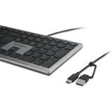 Kensington KB515 EQ USB-C/USB-A Wired Keyboard Grijs, US-International lay-out (QWERTY), Scissor switches, 100%