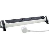 Legrand Monteerbare en draaibare meervoudige premium contactdoos stekkerdoos Wit (mat)/zwart (mat), 6-voudig, 1,5 meter snoer