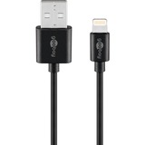 goobay Lightning USB oplaad en synchronisatiekabel Zwart, 1 meter
