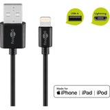 goobay Lightning USB oplaad en synchronisatiekabel Zwart, 1 meter