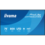 iiyama ProLite LH7566UHSB-B1AG 75" 4K Ultra HD Public Display Zwart, HDMI, USB-C, LAN, WiFi, Audio, Android