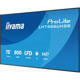 iiyama ProLite LH7566UHSB-B1AG 75" 4K Ultra HD Public Display Zwart, HDMI, USB-C, LAN, WiFi, Audio, Android