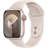 Apple Watch Series 9 smartwatch Sterrenlicht, Aluminium, 41 mm, Sportbandje (S/M), GPS + Cellular