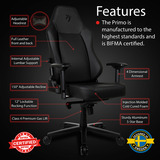 Arozzi Primo - Full Premium Leather - Black gamestoel Zwart