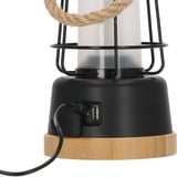 Brennenstuhl Oplaadbare campinglamp CAL 1 met henneptouw en bamboevoet ledlamp Zwart