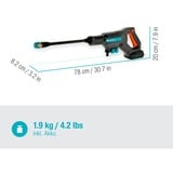 GARDENA AquaClean 24/18 V P4A kant-en-klare set drukreiniger Grijs/turquoise, 14800-20, Accu inbegrepen