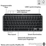 Logitech MX Keys Mini For Mac, toetsenbord Grijs/zwart, US-International, Bluetooth Low Energy