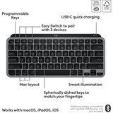 Logitech MX Keys Mini For Mac toetsenbord Grijs, US-International lay-out (QWERTY), 80% (TKL)	, Bluetooth Low Energy