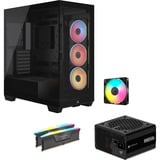 Corsair 3500X RS-R ARGB + RM850e + RS120 + 32 GB Bundel midi tower behuizing Zwart | 2x USB-A | 1x USB-C | RGB | Tempered Glass