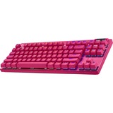 Logitech PRO X TKL, gaming toetsenbord Magenta, US-International, GX Brown, 80% (TKL), RGB leds, PBT Doubleshot keycaps, 2,4 GHz / Bluetooth / USB-C