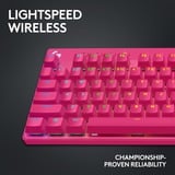 Logitech PRO X TKL, gaming toetsenbord Magenta, GX Brown, 80% (TKL), RGB leds, PBT Doubleshot keycaps, 2,4 GHz / Bluetooth / USB-C