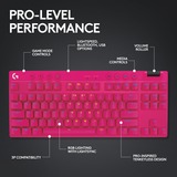 Logitech PRO X TKL, gaming toetsenbord Magenta, GX Brown, 80% (TKL), RGB leds, PBT Doubleshot keycaps, 2,4 GHz / Bluetooth / USB-C