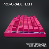 Logitech PRO X TKL, gaming toetsenbord Magenta, US-International, GX Brown, 80% (TKL), RGB leds, PBT Doubleshot keycaps, 2,4 GHz / Bluetooth / USB-C