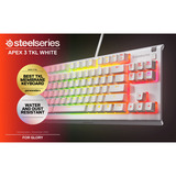 SteelSeries Apex 3 TKL, gaming toetsenbord Wit, US lay-out, SteelSeries Whisper-Quiet, RGB leds, TKL