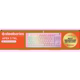 SteelSeries Apex 3 TKL, gaming toetsenbord Wit, US lay-out, SteelSeries Whisper-Quiet, RGB leds, TKL