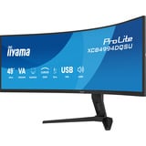 iiyama ProLite XCB4994DQSU-B1 49" Curved UltraWide monitor Zwart (mat), 2x HDMI, 2x DisplayPort, USB-C, Audio, 120 Hz