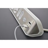 Brennenstuhl Estilo Hoekstekkerdoos 4-voudig stekkerdoos Wit/roestvrij staal, 2x USB