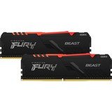 Kingston FURY 16 GB DDR4-3600 Kit werkgeheugen Zwart, KF436C17BBAK2/16, Beast RGB, XMP 2.0