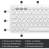 Logitech K380 Multi-Device Bluetooth Keyboard, toetsenbord Wit, EU lay-out (QWERTY), Bluetooth 3.0