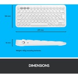 Logitech K380 Multi-Device Bluetooth Keyboard, toetsenbord Wit, EU lay-out (QWERTY), Bluetooth 3.0