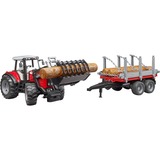 bruder Massey Ferguson 7480 met voorlader en houttrailer Modelvoertuig 02046