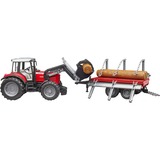 bruder Massey Ferguson 7480 met voorlader en houttrailer Modelvoertuig 02046